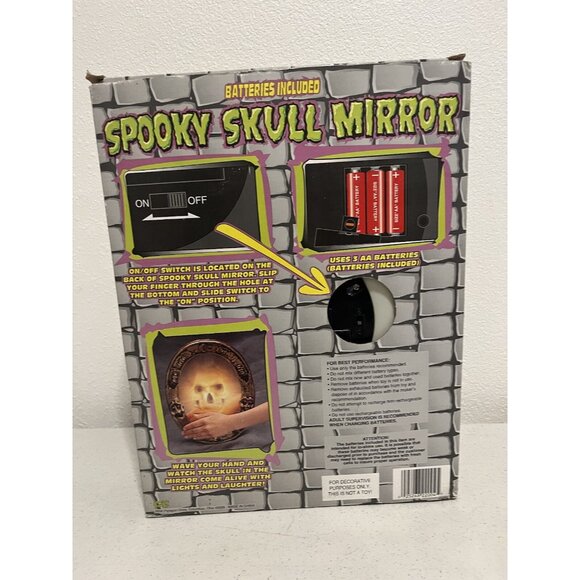 Vintage GAF Corp SPOOKY 3D Laughing SKULL 12½" Wall MIRROR Halloween Decor - Picture 13 of 15